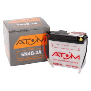 6N4B-2A - Atom Wet-Cell Motorcycle Battery 6V 4Ah