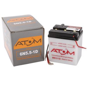 6N5.5-1D - Atom Wet-Cell Motorcycle Battery 6V 5.5Ah