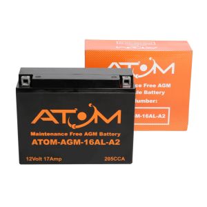 YB16AL-A2 - Atom AGM Motorcycle Battery 12V 17Ah