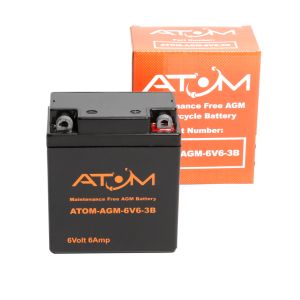 6N6-3B - Atom AGM Motorcycle Battery 6V 6Ah
