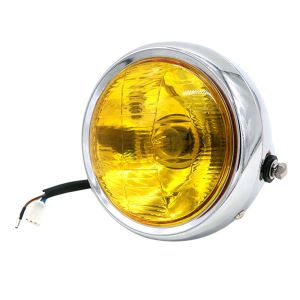 Custom Cafe Racer 5.75" Chrome Headlight - Yellow Lens