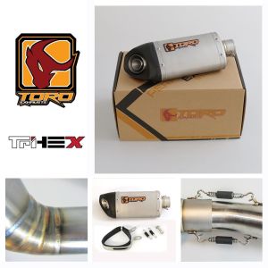 Z750 04-06 - Toro Exhaust Link Pipe, w/ Stainless/Carbon TriHex Silencer