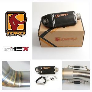 Z750 04-06 - Toro Exhaust Link Pipe, w/ Matt Carbon TriHex Silencer