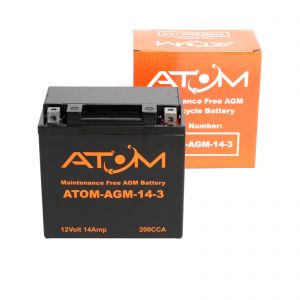 YTX14L-BS - Atom AGM Motorcycle Battery 12V 14Ah
