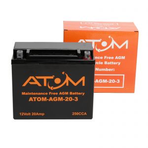 YTX20L-BS - Atom AGM Motorcycle Battery 12V 20Ah