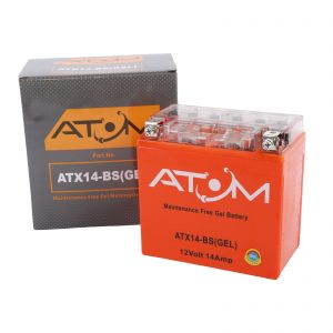 YTX14-BS - Atom Gel Motorcycle Battery 12V 14Ah