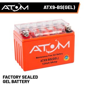 YTX9-BS - Atom Gel Motorcycle Battery 12V 9Ah