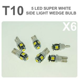 Replacement 501/T10 5 White LED Error Free Canbus Sidelight Bulb x6