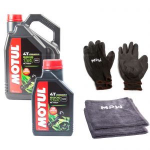 Motul 5000 10W40 Semi-Synthetic Motorcycle Engine Oil 5L + 2 Gloves + 2 Cloths