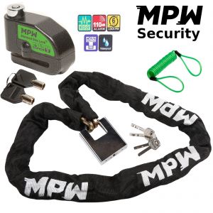 MPW Motorbike Scooter Chain Lock & Disc Lock and Reminder - 1.2M