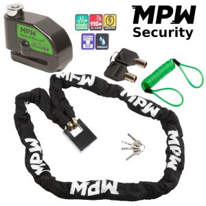 MPW Motorbike Scooter Chain Lock & Disc Lock and Reminder - 1.5M
