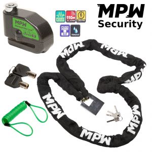 MPW Motorbike Scooter Chain Lock and Disc Lock and Reminder - 2M