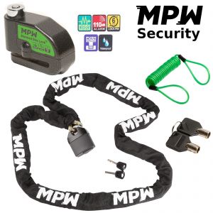 MPW Motorbike Scooter Chain Lock & Disc Lock + Reminder 2M