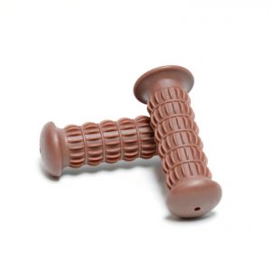 Waffle Style Cafe Racer / Scrambler (1") 25mm Motorcycle Grips - Brown