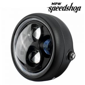 Clear Lens Custom Cafe Racer LED 5.75" Black Halo Headlight