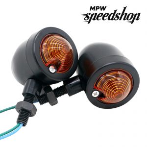 Pair Of Universal Cafe Racer Bullet Style Indicators - Black