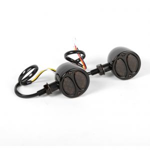 Pair Of Universal Cafe Racer Indicators With Brake / Tail Light - Black