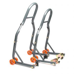 Motorcycle Front and Rear Paddock Stand with L-Adapter Combo Pack