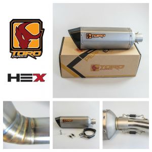 Duke 125/200/390 11-16 - Toro Exhaust Link Pipe, w/ Stainless HexX Silencer