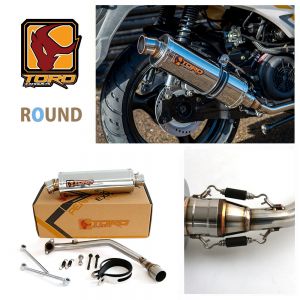 GY6 125 Scooters (EFI) - Toro Full Exhaust System, w/ Stainless Round Silencer