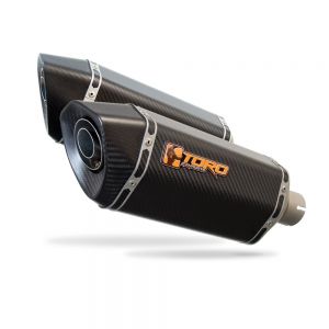 Toro Universal HexX Twin Silencer, Matt Carbon - 51mm Clamp Fit