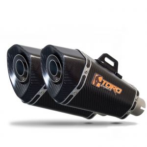 Toro Universal HexCone Twin Silencer, Matt Carbon - 51mm Clamp Fit
