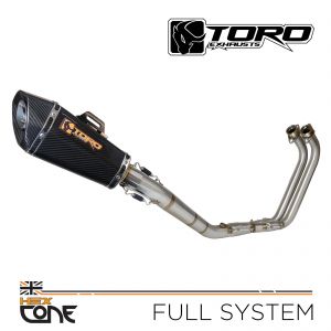 YZF-R3 14-18 - Toro 2:1 Full Exhaust System, w/ Gloss Carbon HexCone Silencer