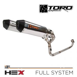 MSX125 Grom 13-16 - Toro 1:2 Full Exhaust System, w/ Stainless Hex Twin Silencer