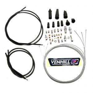 Venhill Universal 1 Into 2 Throttle Cable Kit - Black
