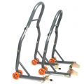 Motorcycle Front and Rear Paddock Stand with V-Adapter Combo Pack