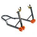 Motorcycle Rear Paddock Stand with V-Adapters in Grey/Orange