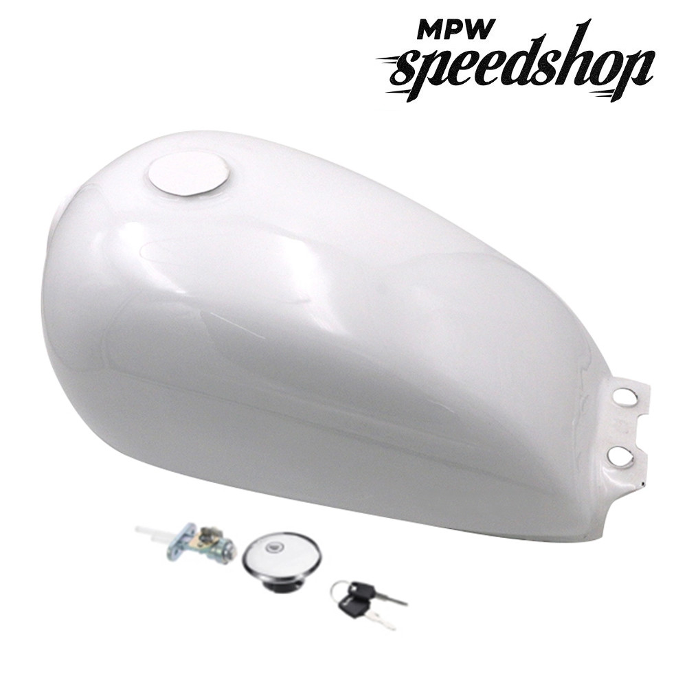 silver white Cafe Racer Fuel Tank 9L 2.4 Gallon Motorcycle Metal Gas Tanks For Suzuki GN125